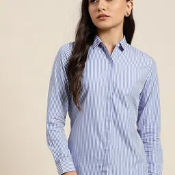 hancock Women Slim Fit Striped Spread Collar Formal Shirt-picture-18