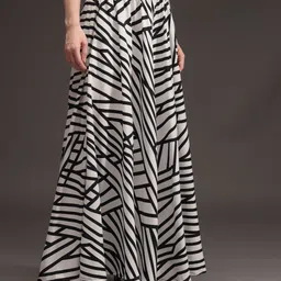 emeros Women Flared White, Black Viscose Rayon Trousers image 4