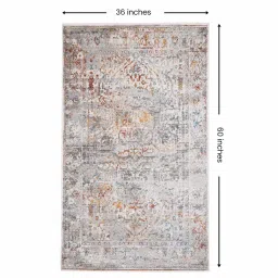 sapana carpet-mats Cream & Grey Abstract Polyester 3 x 5 Feet Machine Made Carpet image 2