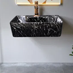 clayramic Premium Quality Designer Ceramic (2 In 1) Wash basin (M-Tap-1023) (12x16x5)(M-Tap-1023-2 In 1) Wall Hung Basin image 1