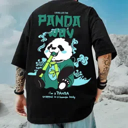 manlino Men Printed Round Neck Pure Cotton Black T-Shirt-picture-16