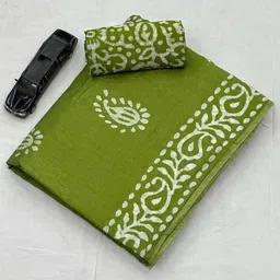 rj creation Floral Print, Blocked Printed, Printed Daily Wear Pure Cotton Saree-picture-33