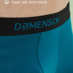 damensch Feel Mint Combed Cotton Blue Solid Men Trunk image 2