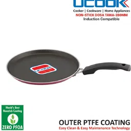 ucook Non-Stick Aluminium Induction Base Dosa Tawa 28 cm diameter image 5