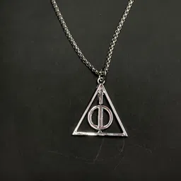 sky enterprises Rotating Deathly Hallows Pendant Necklace Accessories Steel Chain-picture-44