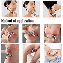 luzzo 12 3D Manual Roller Face Body Massager Skin Lifting Wrinkle Remover Facial Massage For Relaxation and Tightening (Silver) Massager image 4