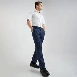 park avenue Men Regular Fit Blue Polyester Trousers image 5