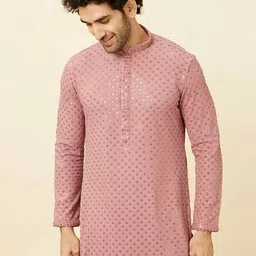 Men Chikan Embroidery Cotton Rayon Straight Kurta-image-10