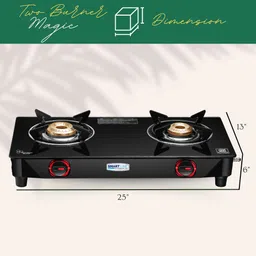 smart line 2 Burner Magic LPG Stove With Gas Saver Combo Glass Manual Gas Stove image 3