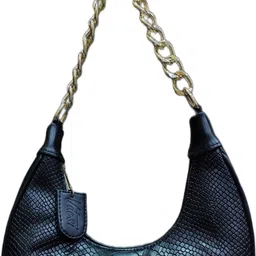 vdesi Black croco half moon bag Messenger Bag-picture-18