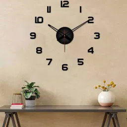 vibecrafts Black MDF Classic Modern Wall Clock image 2