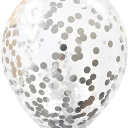 bashnsplash Solid 12 INCH SILVER CONFETTI BALLOONS PARTY DECORATION (PACK OF 5) Balloon image 2