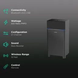 Croma 50W RMS Bluetooth Party Speaker with Wired Mic (Bass Booster Sound, 2.1 Channel, Black) image 2