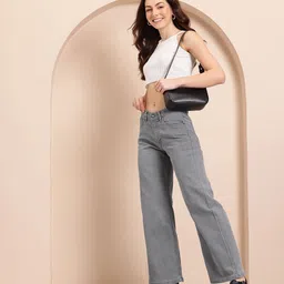 mast & harbour Women Loose Fit Mid Rise Grey Jeans image 4