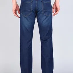 peter england Men Regular Fit Blue Cotton Blend Trousers image 4