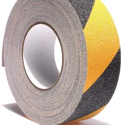 Anti Skid Handheld HighPower Anti-Slip Grip Tape – Glow-in-Dark for Local Illumination - Anti Skid Improves Grip and Prevents Risk of Slippage on Stairs or Other Slippery Surfaces - Keeps You Safe! (50 mm x 18 meter, Yellow-Black) (Manual) (Set of 1) 50 mm x 18 m Yellow-Black Reflective Tape-image-1