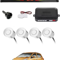 ayw Universal 4 White Reverse Parking Sensor With LED Display For Cars-124 4White Parking Sensor With LED Display Increased Safety For Car-124 Parking Sensor image 1