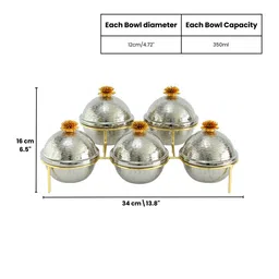 izzhaar Tureen 250ml Nut Silver & Gold Stainless Steel & Brass Serving Dish image 4