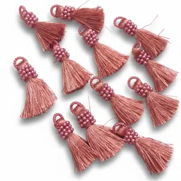 the giftery Handmade Pearl Tassels for Pallu/Easy to Attach (Dark peach)-picture-29