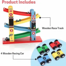 chanak Wooden Ramp Racer with 4 Mini Cars � Educational for Ages 3+ image 3