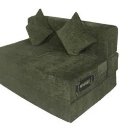 seventh heaven Relax King 8 Inch PU Foam (72x48) 2 Seater Sofa Cum Mattress In Green Colour image 5