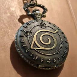 Tctonic Anime Naruto'01 Brass with Japanese wording Metal Pocket Watch Chain image 3