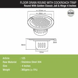 lipka Floor Stainless Steel Push Down Strainer image 3