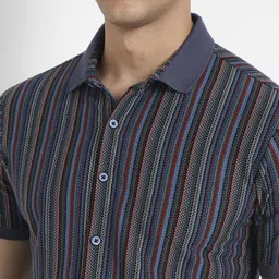 campus sutra Men Regular Fit Striped Spread Collar Casual Shirt image 4