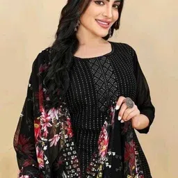 styleflora Unstitched Georgette Salwar Suit Material Embroidered image 4