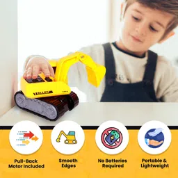 purejoy Realistic Construction Vehicles | Mini Toy Set with Pull-Back Action for Kids image 3