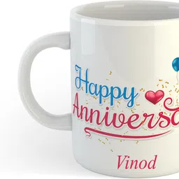 uniarawalas Happy Anniversary Vinod Name Ceramic Coffee Mug-picture-33