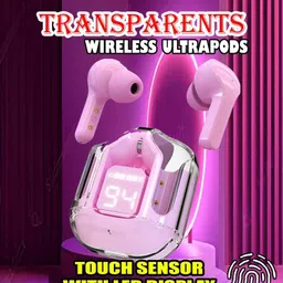 crecro Ultrapod Bluetooth Earbuds Headset Crystal Transparent Design,LED Display W69 Smart Headphones-picture-30