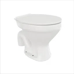moro Floor Mounted EWC Western Toilet Commode with Soft Close Seat Cover (PP) Ceramic Floor Standing S-Trap Water Closet | Anti-Bacterial Glazed Finish Western Commode image 3