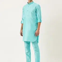 aj dezines Men Silk Blend Kurta Pyjama Set image 2