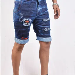 dream makers Dyed/Washed Men Blue Denim Shorts image 2