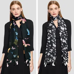stole mate yours forever Printed Chiffon Women Multicolor Scarf, Stole, Fancy Scarf-picture-10