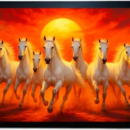 redbakers.in SURYA Seven Horses painting for Vastu GoodLuck Digital Reprint 14 inch x 10 inch Painting-picture-16