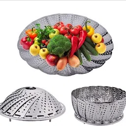 dadhichi zone Steamer Steamer Retractable Foldable Multipurpose Fruit Bowl Steamer Stainless Steel Fruit & Vegetable Basket-picture-11