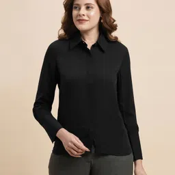 selvia Women Regular Fit Solid Spread Collar Casual Shirt-picture-22