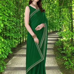 anugrah textile Solid/Plain Banarasi Lycra Blend, Chiffon Saree image 3