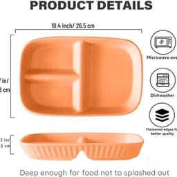 sugaalsu Divided Plate for Kids Adults Portion Control Bariatric Plate, Wheat Straw Pla Sectioned Plate image 2