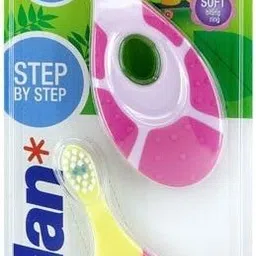 jordan Step 1 Baby Toothbrush, 0-2 Years, Soft Bristles, BPA Free (Pack of 2, 0-2 Years (Pink + Yellow) Extra Soft Toothbrush-picture-17