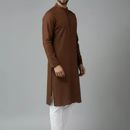 univibe Men Solid Pure Cotton Straight Kurta image 3