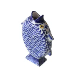 unravel india Blue Madhubani Fish Pottery Flower Vase image 5