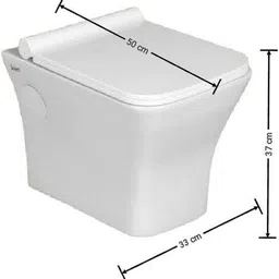 joyo cera Ceramic Water Closet Wall Mounted With Soft Seat Cover With Concealed Cistern Tank With Chrome Round Flush Plate (White, 10 L) Western Commode image 4