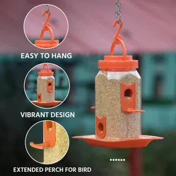 skybeings Hexagon Bird Feeder | 4 Feeding Ports | 900 g | Pack of 1 Window Bird Feeder image 5