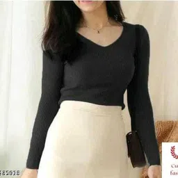 sonic fashion Casual Sleeveless Self Design Women Black Top-picture-25