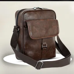 hard craft Brown Men & Women Sling Bag PU Leather Stylish Side Sling Hand Bag Office Travel Tab Compartment Men Women-picture-10