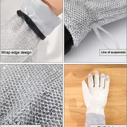 nksnimystore Wire Dishwashing Gloves, Kitchen Cleaning Gloves, Household Cleaning Tools Wet and Dry Disposable Glove Set image 4