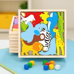 vhd Multicolor Wooden Animal Puzzle – Fun & Educational Toy for Kids W22-picture-10